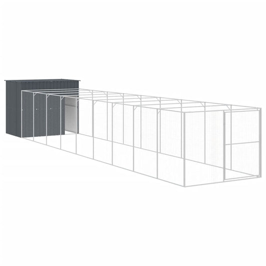 Caseta Perros Con Corral Acero Galvanizado Gris 214x1069x181 Cm_0
