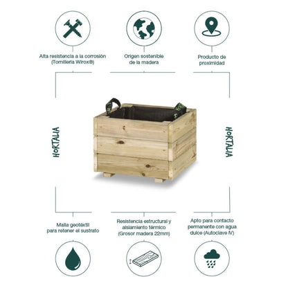 Jardinera de madera Pun Hortalia 40 x 40 x 30 cm