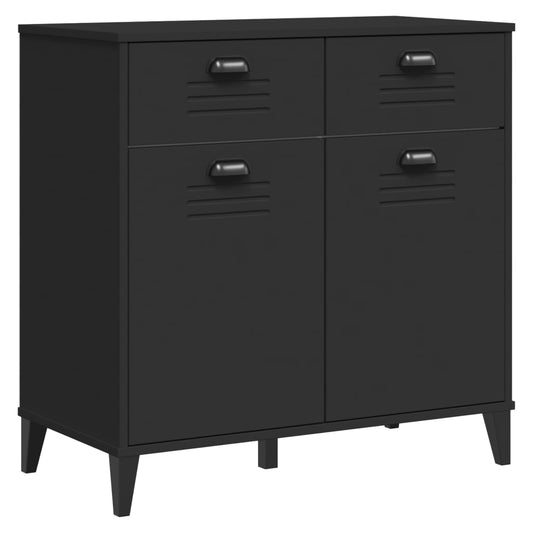 Aparador Alto Viken Madera Maciza De Pino Negro 80x40x190 Cm / Vetonek_0