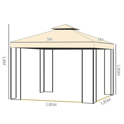 Outsunny Carpa Para Exterior 3x3 M Cenador Con Mosquitera Doble Techo Ventilado_2
