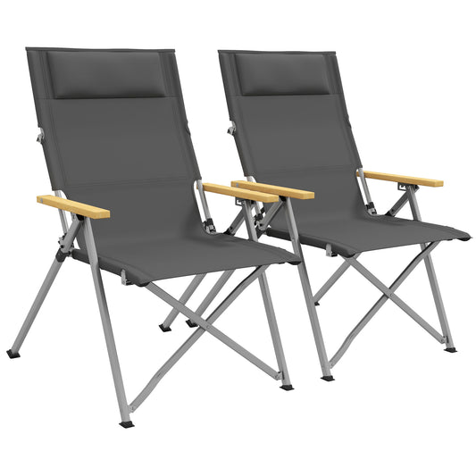 Outsunny 2 Sillas De Camping Plegables De Aluminio 74x59,5x98 Cm Gris_0