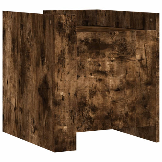 Mesita De Noche Madera De Ingeniería Roble Ahumado 45x50x50 Cm_0