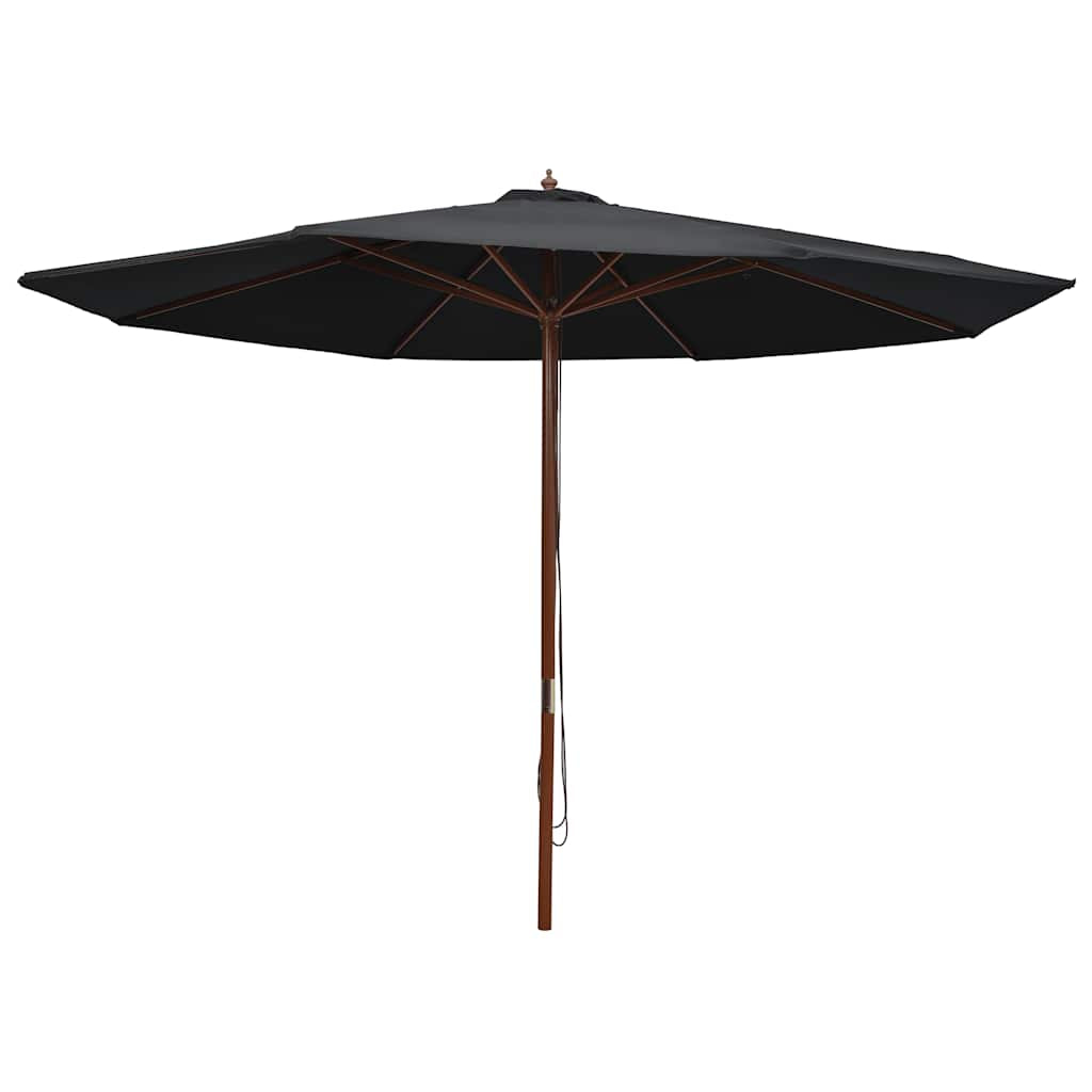Vidaxl Sombrilla De Jardín Con Palo De Madera Negro 350 Cm_0