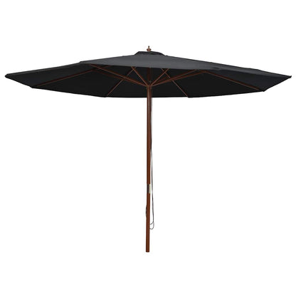 Vidaxl Sombrilla De Jardín Con Palo De Madera Negro 350 Cm_0