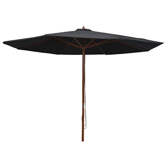 Vidaxl Sombrilla De Jardín Con Palo De Madera Negro 350 Cm_0