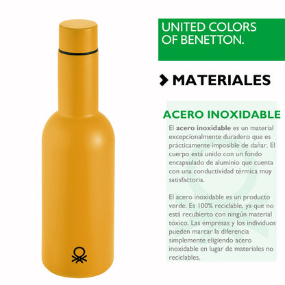 Botella De Agua 550ml Acero Inoxidable Amarilla Casa Benetton_3