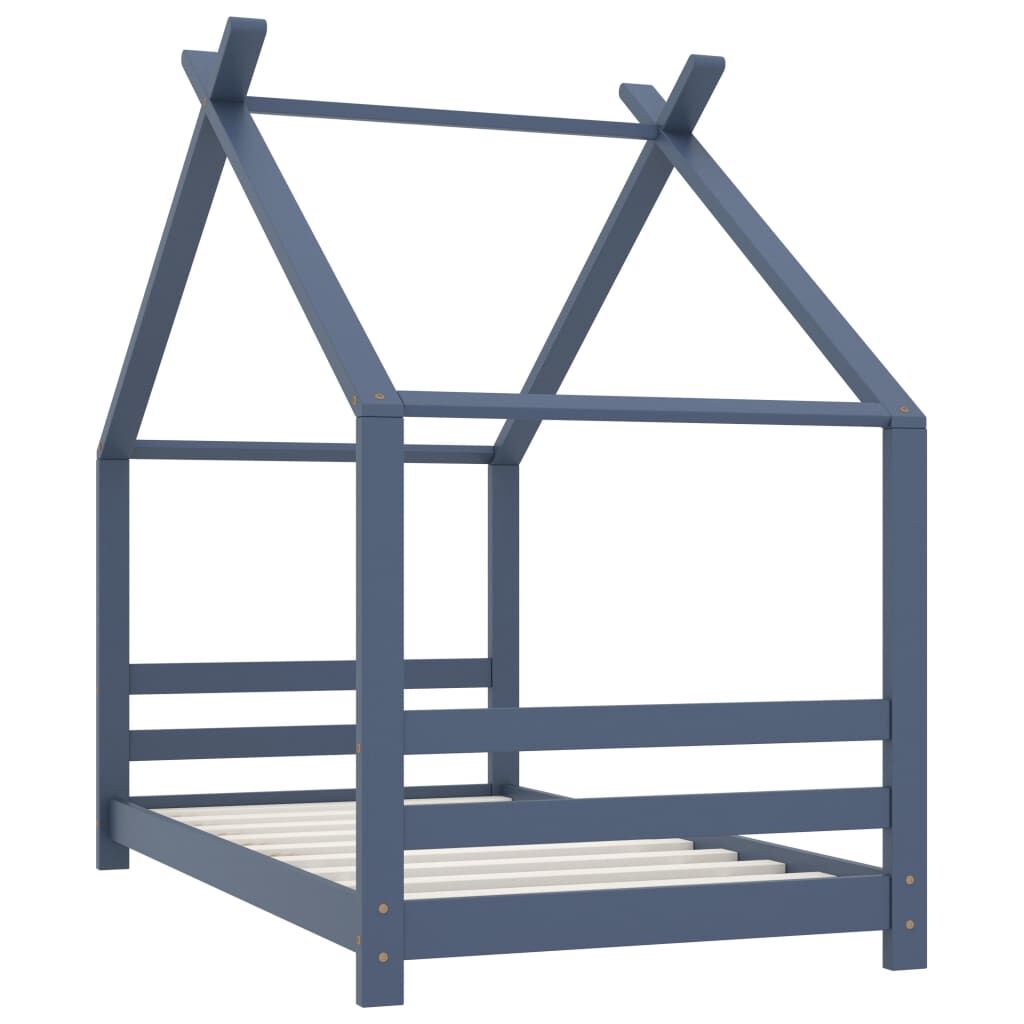 Vidaxl Estructura De Cama Infantil Madera Maciza Pino Gris 80x160 Cm_1