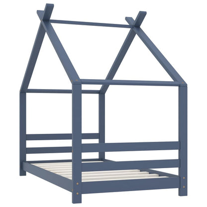 Vidaxl Estructura De Cama Infantil Madera Maciza Pino Gris 80x160 Cm_1
