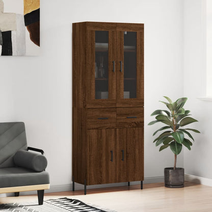 Aparador Alto Madera Contrachapada Marrón Roble 69,5x34x180 Cm_0