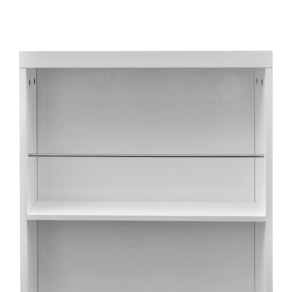 Mesa Alta De Cocina Con Estantes Para Botellas Blanca Brillante_3