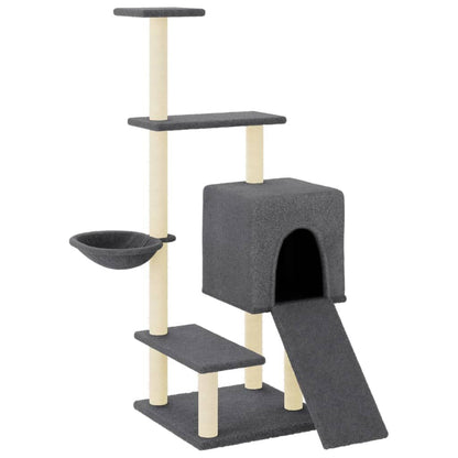 Vidaxl Rascador Para Gatos Con Postes De Sisal Gris Oscuro 130,5 Cm_0