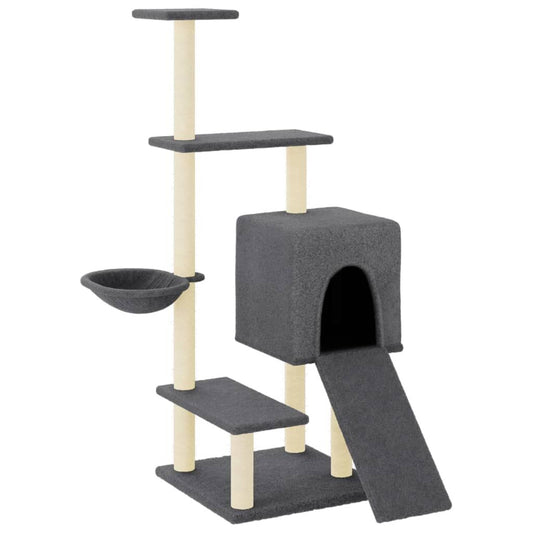 Vidaxl Rascador Para Gatos Con Postes De Sisal Gris Oscuro 130,5 Cm_0