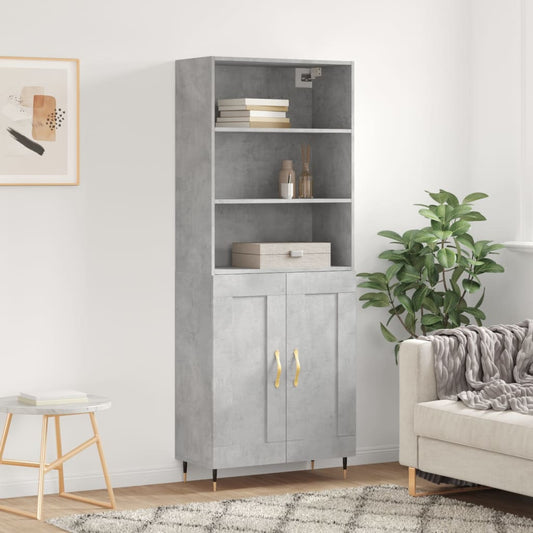 Aparador Alto Madera Contrachapada Gris Hormigón 69,5x34x180 Cm_0