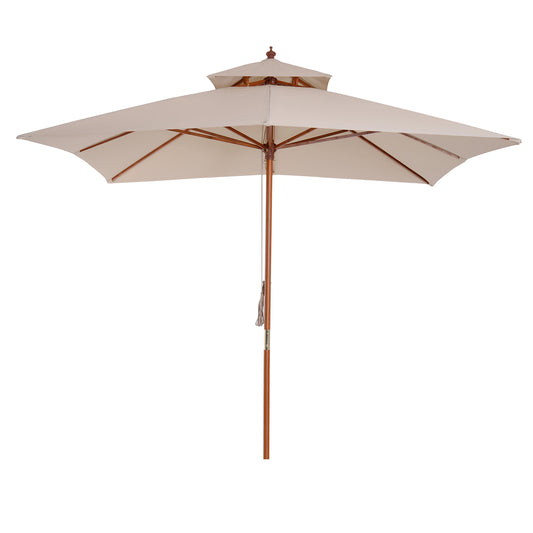 Outsunny Sombrilla De Jardín 3x3x3 M Con Doble Techo Sistema De Polea Beige_0
