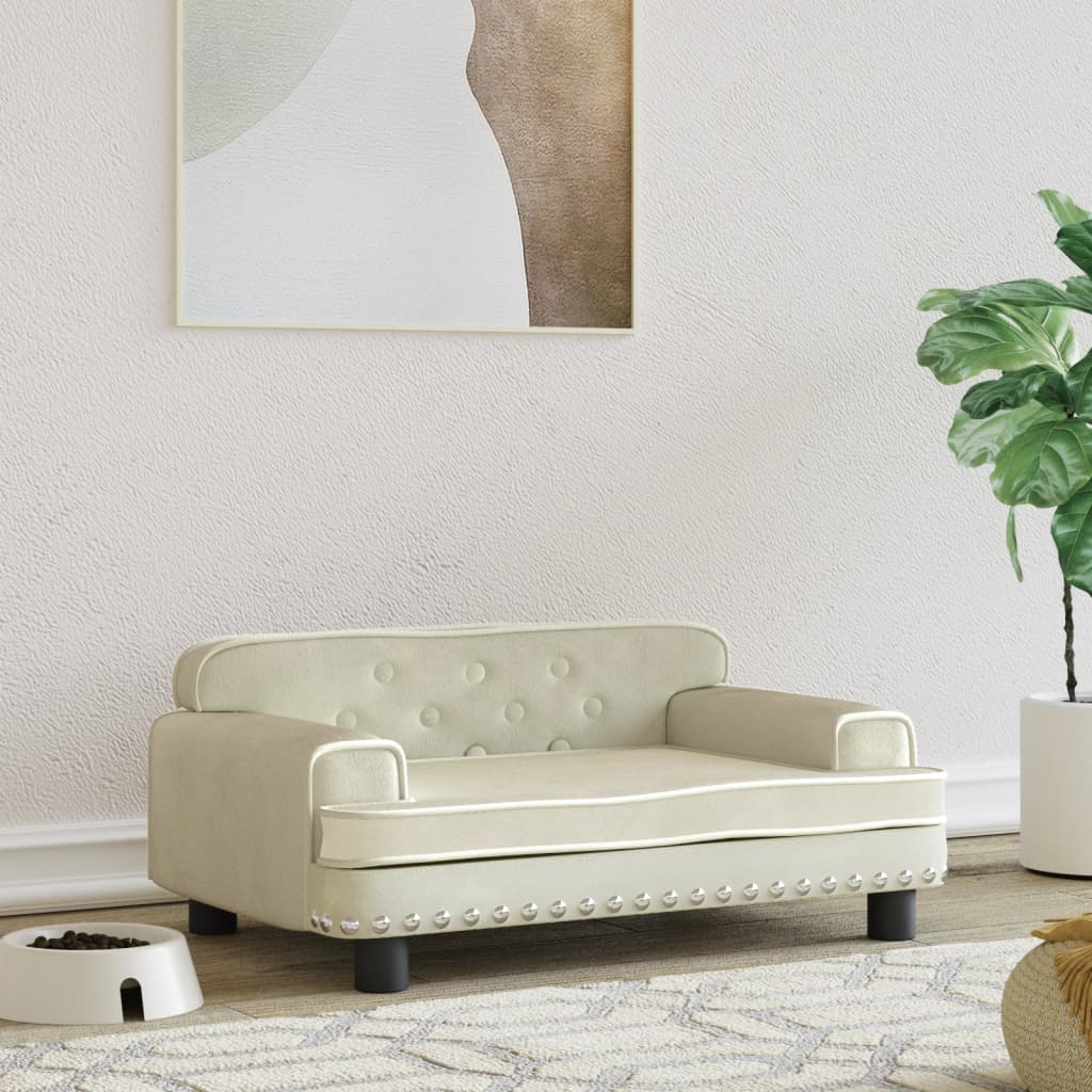 Cama Para Perros De Terciopelo Crema 70x45x30 Cm / Vetonek_4
