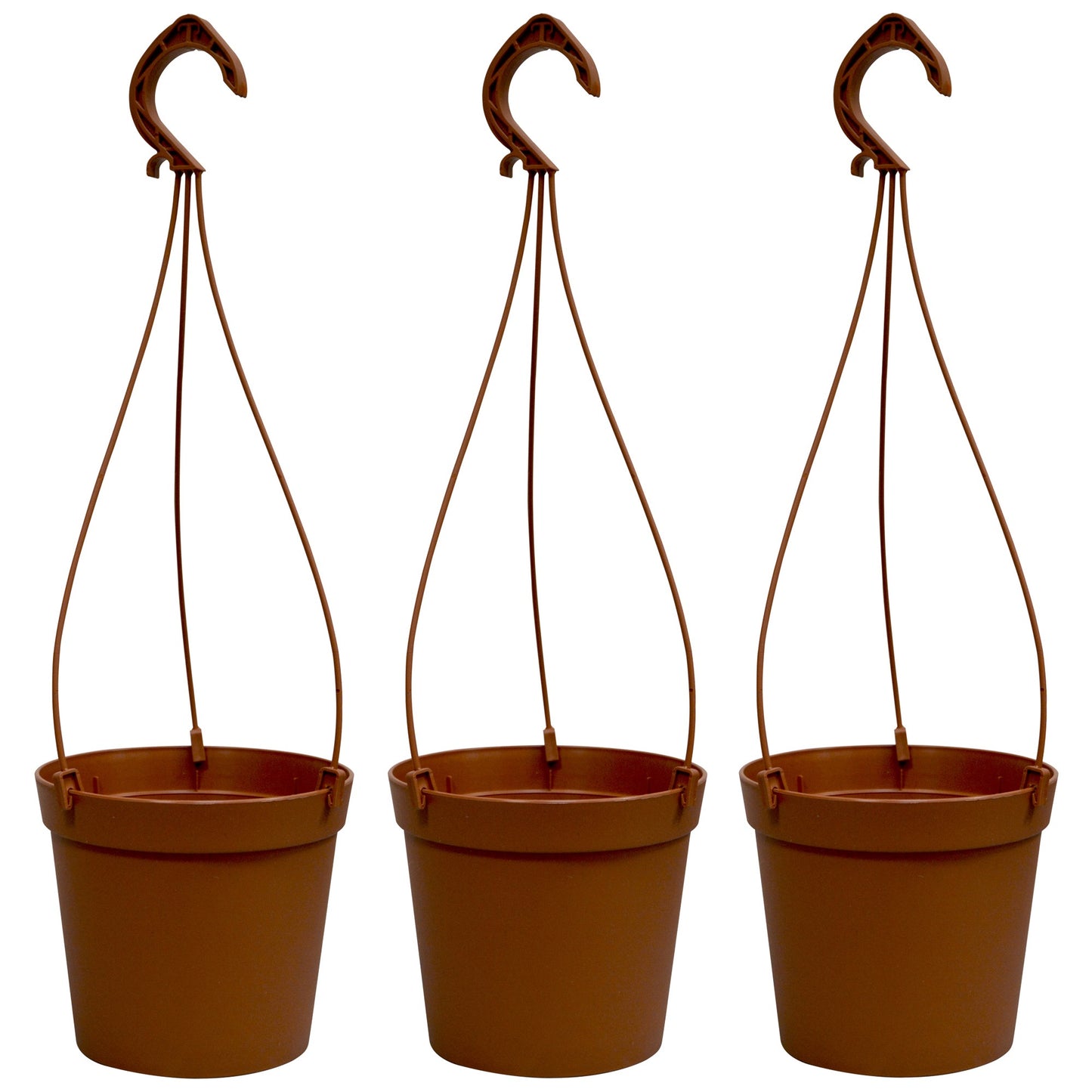 3 Macetas Cilíndricas Ø 14 Cm Con Ganchos, De Polipropileno Terracota_0
