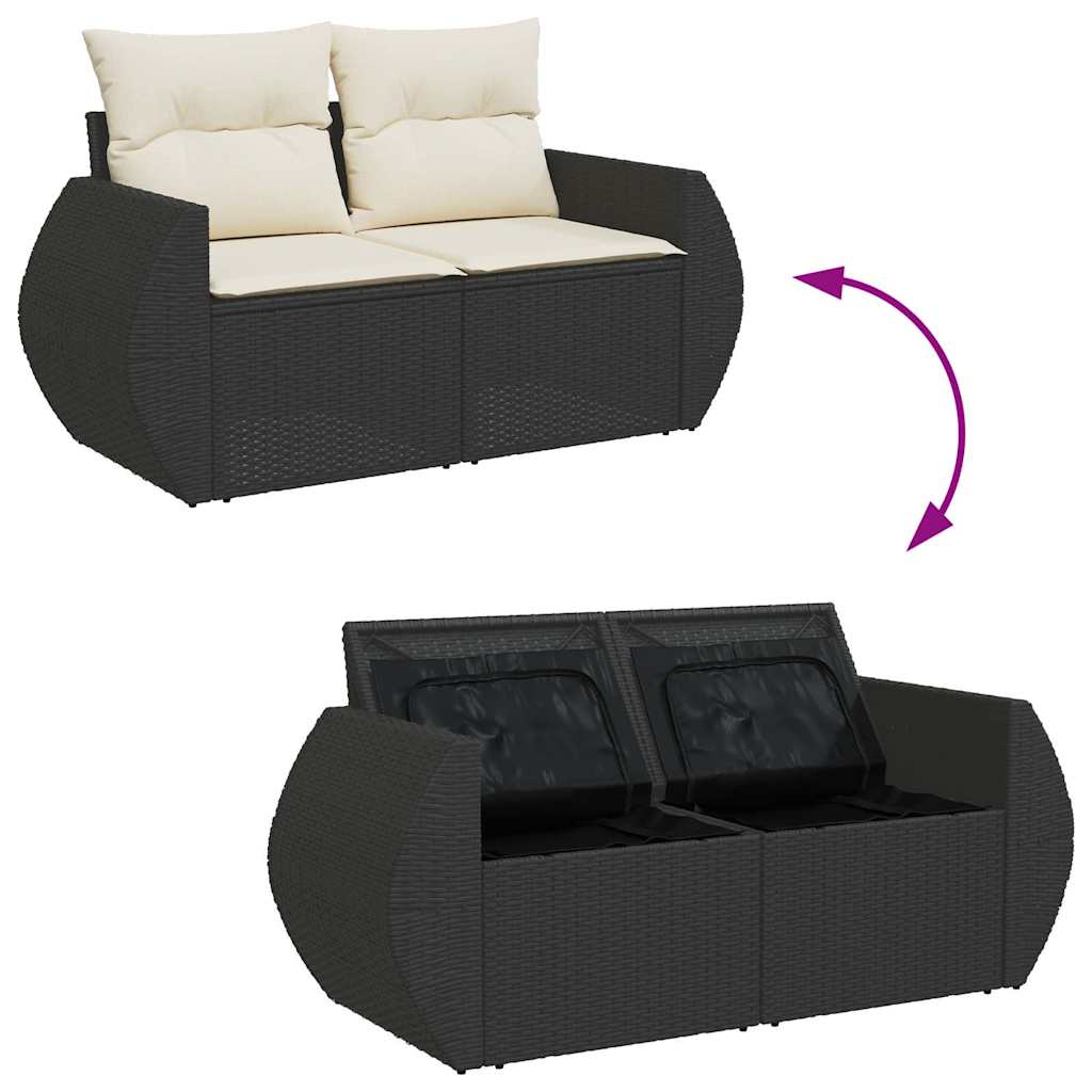 Set De Sofás De Jardín Con Cojines 9 Pzas Ratán Sintético Negro / Vetonek_2