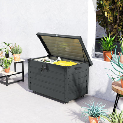 Outsunny Baúl De Almacenaje Exterior 295l Con 4 Ruedas 2 Asas 100x62x65 Cm Gris_3