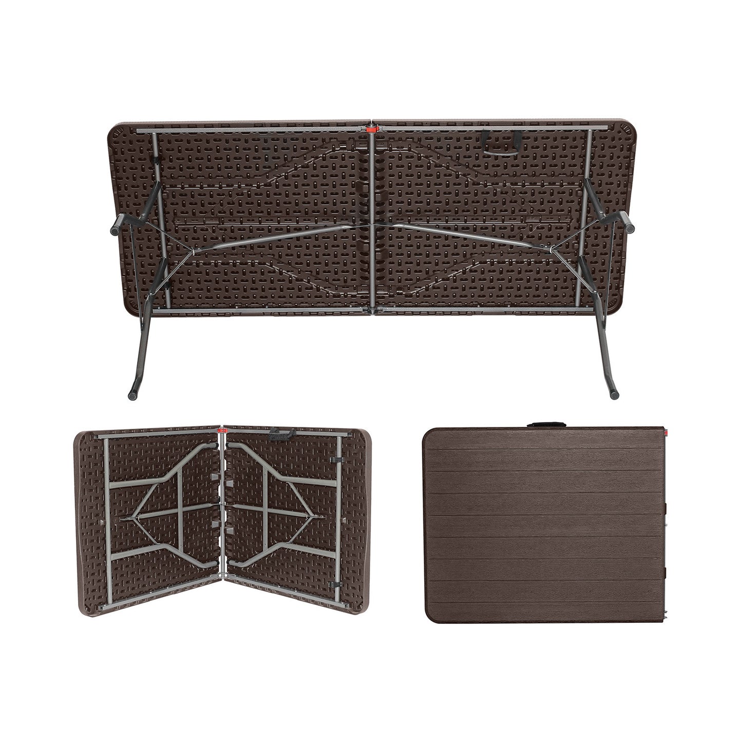 Mesa Plegable Rectangular Efecto Madera 180x74x74cm 7house_3