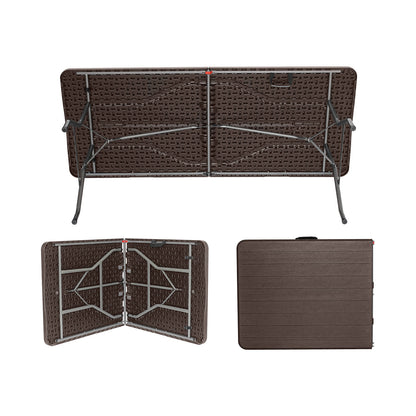 Pack 2 Mesas Plegables Rectangulares Efecto Madera 180x74x74cm 7house_3