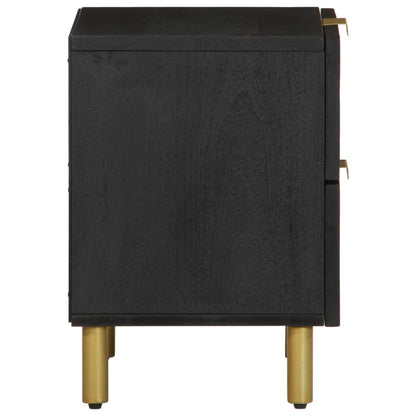 Mesitas De Noche 2 Uds Madera Maciza De Mango Negro 40x33x46 Cm_3