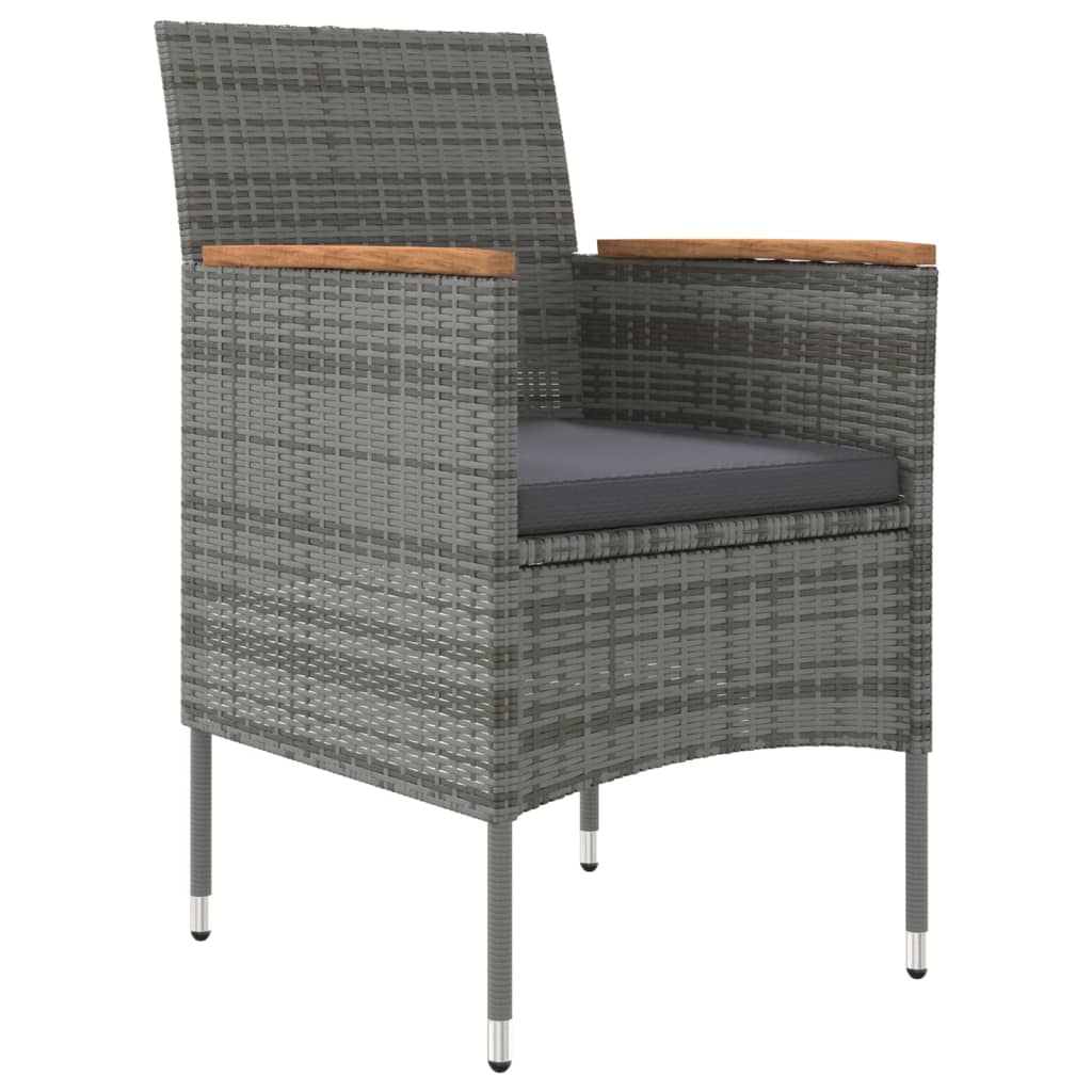 Juego De Comedor De Jardín 7 Piezas Con Cojines Gris Y Negro / Vetonek_1