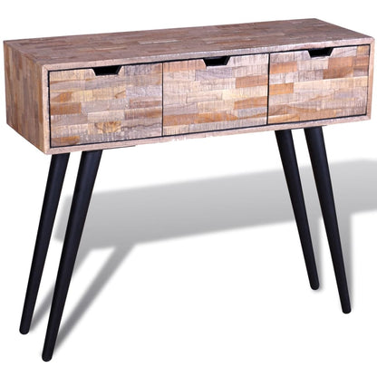Mesa Consola Con 3 Cajones De Madera De Teca Reciclada_3