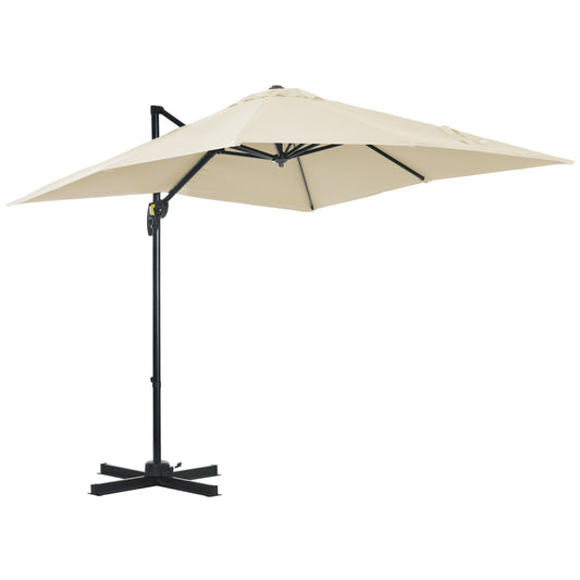 Outsunny Sombrilla De Jardín De Aluminio 245x245x245 Cm Con Manivela Crema_0