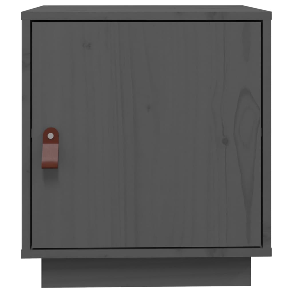 Mesita De Noche Madera Maciza De Pino Gris 40x34x45 Cm_4