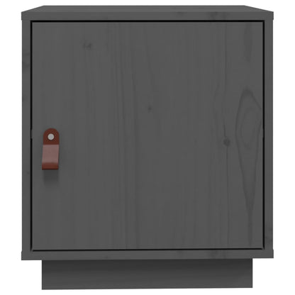 Mesita De Noche Madera Maciza De Pino Gris 40x34x45 Cm_4