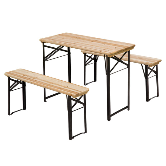 Outsunny Set De Mesa Y Bancos Plegables Para Picnic 120x50x76cm_0