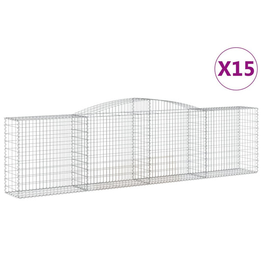 Cestas De Gaviones 15 Uds Forma De Arco Hierro 400x50x100/120cm_0