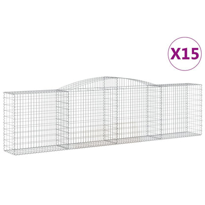 Cestas De Gaviones 15 Uds Forma De Arco Hierro 400x50x100/120cm_0