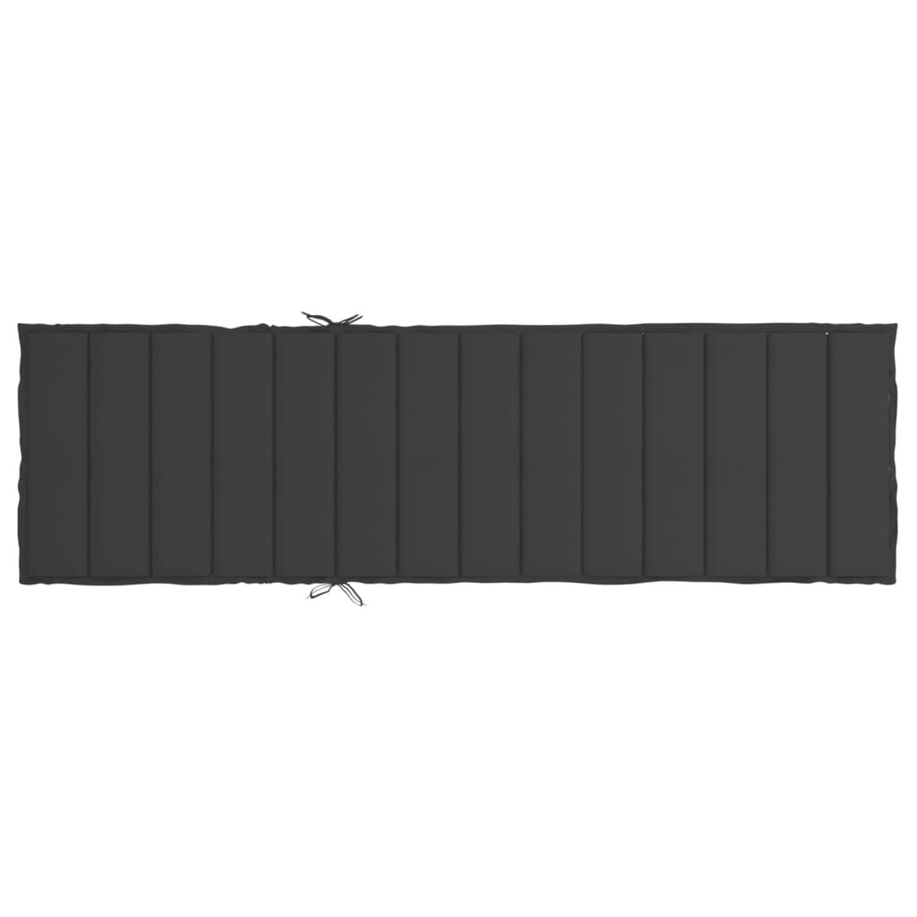 Vidaxl Cojín De Tumbona De Tela Oxford Negro 200x50x3 Cm_4