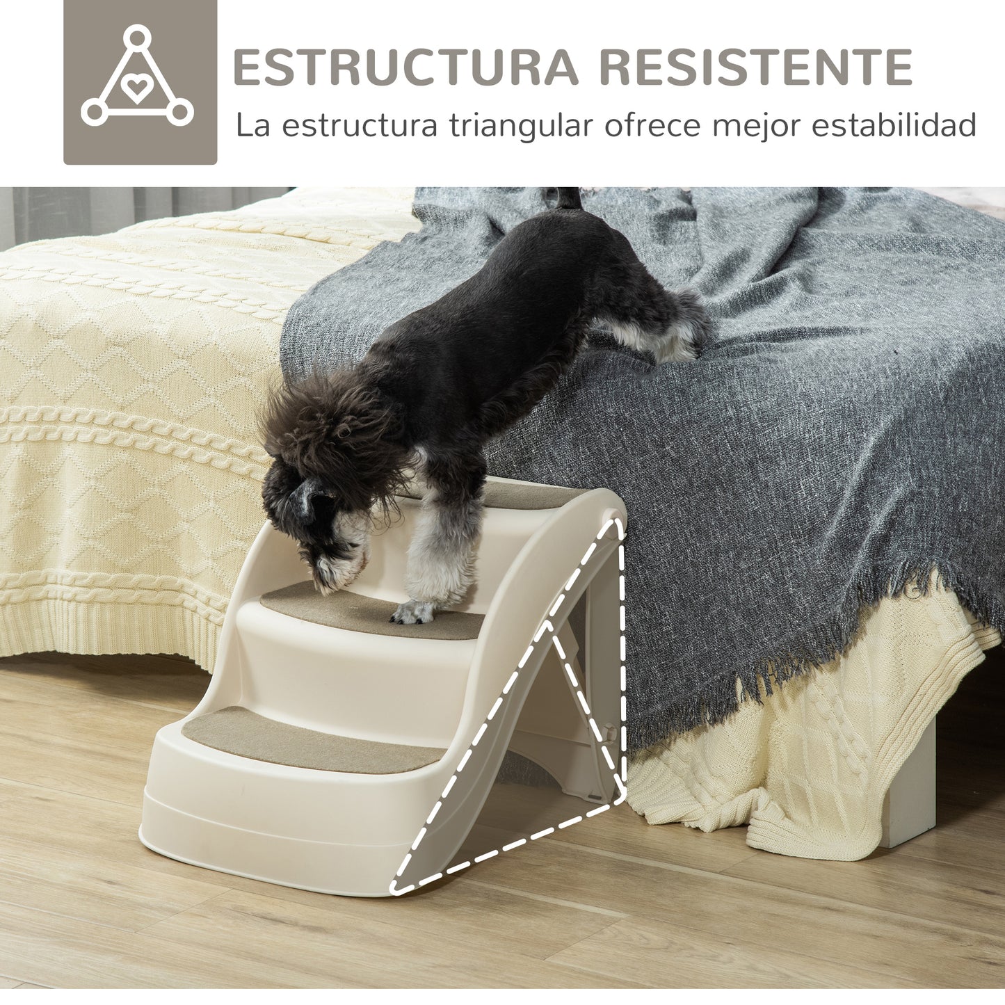 Pawhut Escalera Para Perros Plegable Con Alfombras Antideslizantes 49x38x38 Cm_5