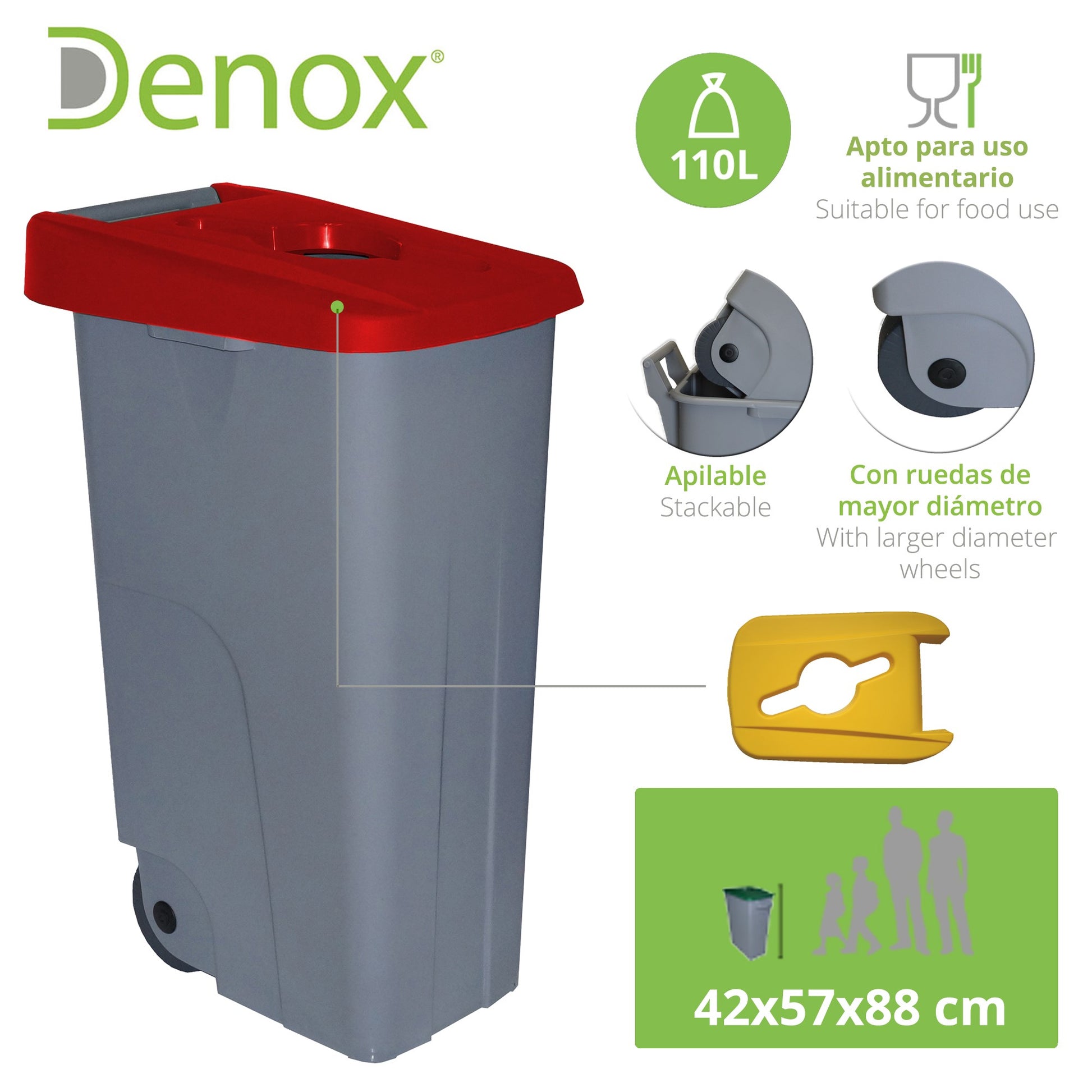Contenedor Reciclo 110 Litros Abierto + 3x Bolsas De Basura De 10 Unidades_1