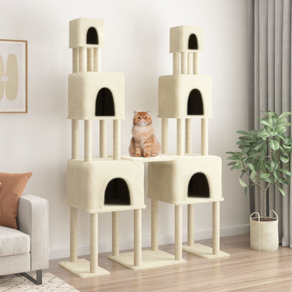 Vidaxl Rascador Para Gatos Con Postes De Sisal Color Crema 199 Cm_1