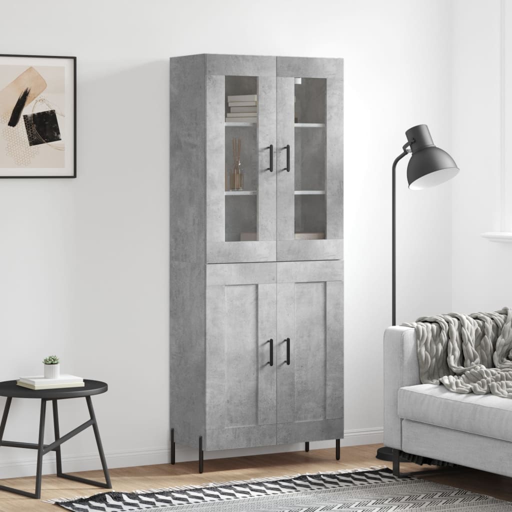 Aparador Alto Madera Contrachapada Gris Hormigón 69,5x34x180 Cm_0