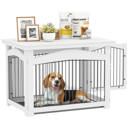 Pawhut Jaula Para Perros Medianos 3 En 1 Con Tapa Superior Desmontable Blanco_0
