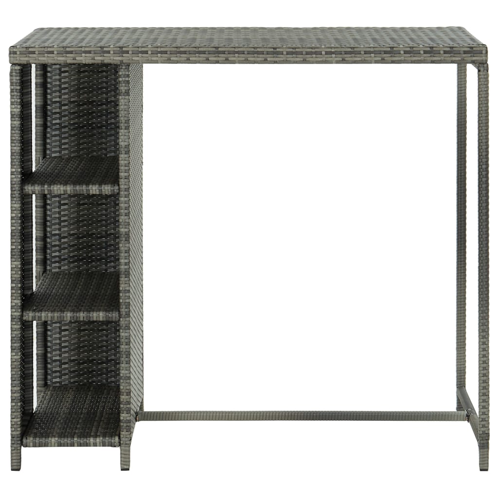 Mesa Bar Estante Almacenaje 120x60x110cm Ratán Sintético Gris_0