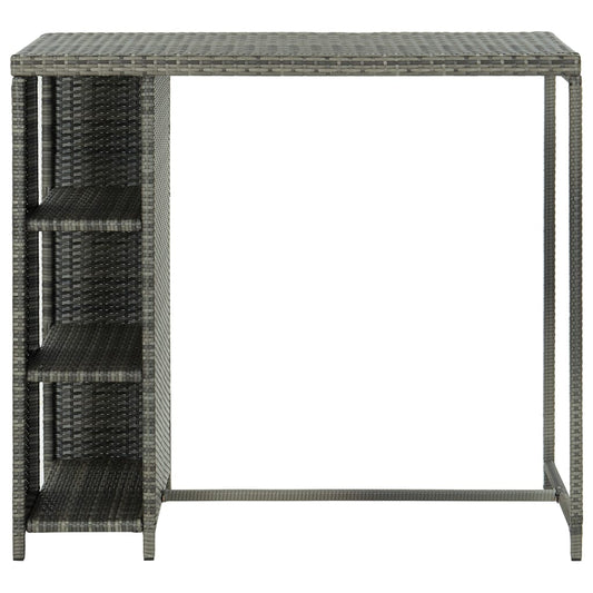 Mesa Bar Estante Almacenaje 120x60x110cm Ratán Sintético Gris_0