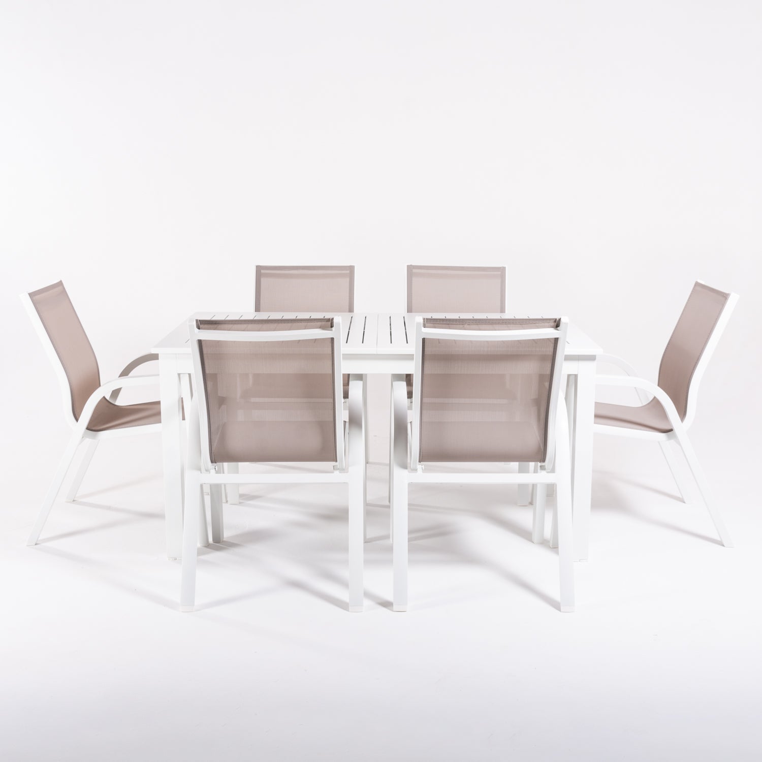 Conjunto De Mesas Y Sillas De Exterior, Extensible 152 A 210 Cm, Blanco_2
