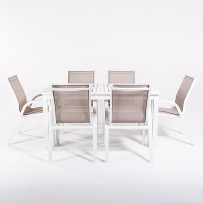Conjunto De Mesas Y Sillas De Exterior, Extensible 152 A 210 Cm, Blanco_2