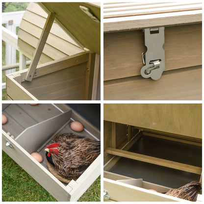 Pawhut Gallinero Exterior Madera Con Zona Abierta Ponedero Barras Y Bandeja_4