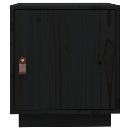Mesita De Noche Madera Maciza De Pino Negro 40x34x45 Cm_4