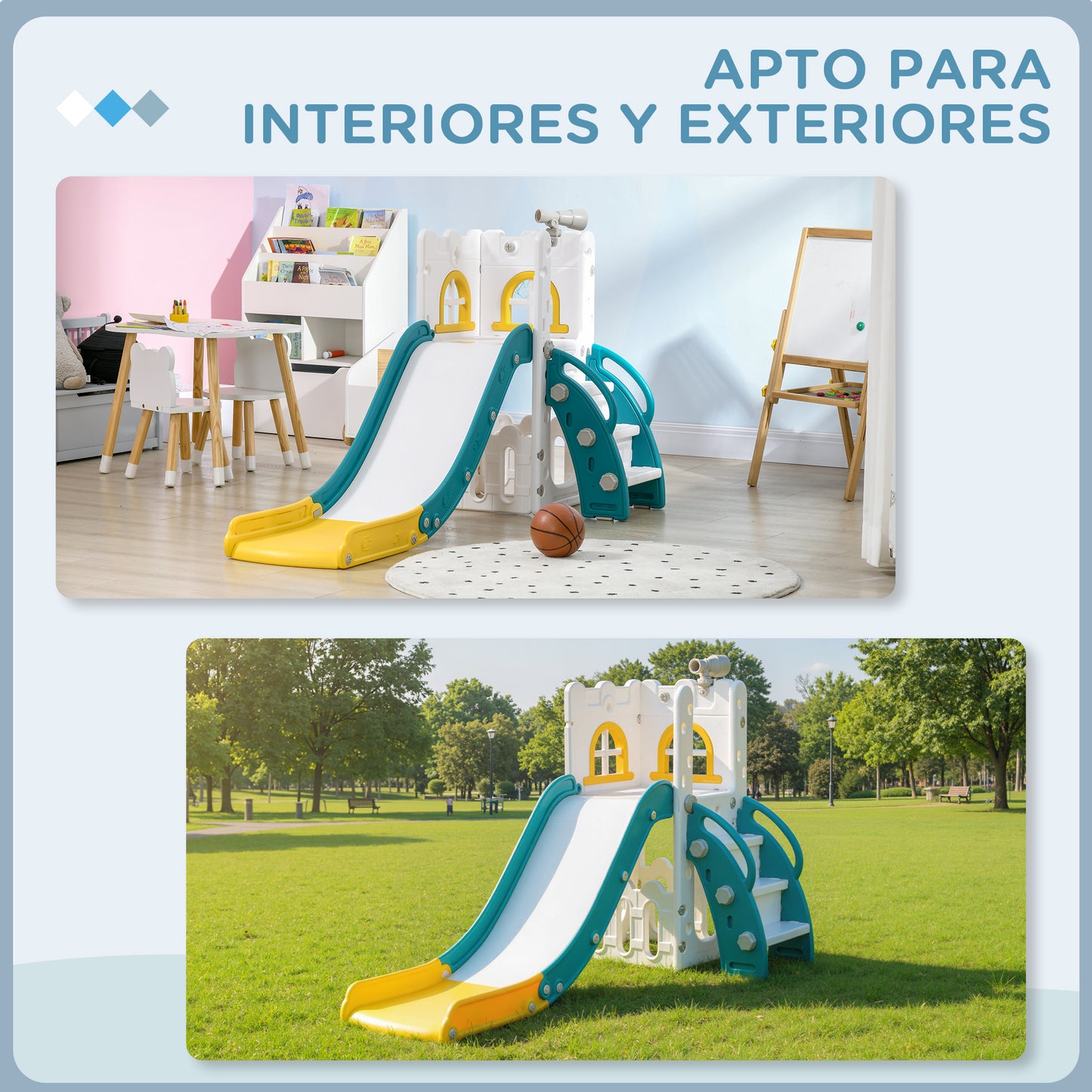 Aiyaplay Tobogán Infantil 5 En 1 Para Niños De 1-3 Años Amarillo Y Verde_3