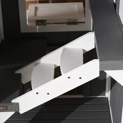 Pawhut Casa Para Gatos De Madera 59x55x109 Cm Con Techo Asfáltico Escalera Gris_3