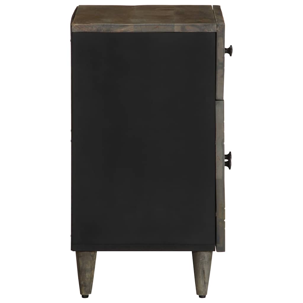 Mesita De Noche Madera Maciza De Mango Gris Claro 50x33x60 Cm_2