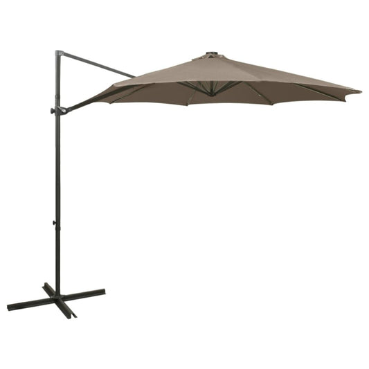 Vidaxl Sombrilla De Jardín Voladiza Con Palo Y Luces Led Taupe 300 Cm_0
