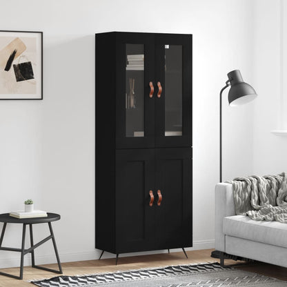 Aparador Alto Madera Contrachapada Negro 69,5x34x180 Cm_0